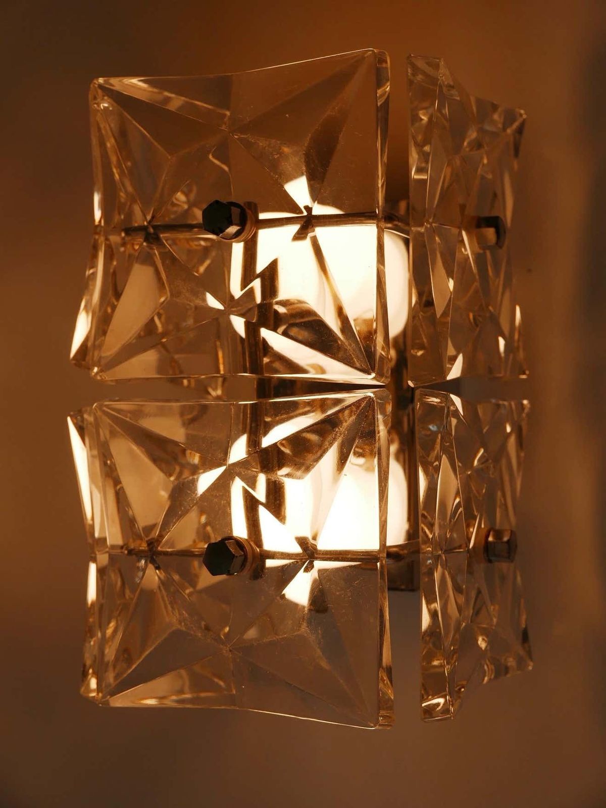 Set Of Two Mid Century Modern Kinkeldey Crystal Glass Sconces Or Wall Lamps photo vinterior