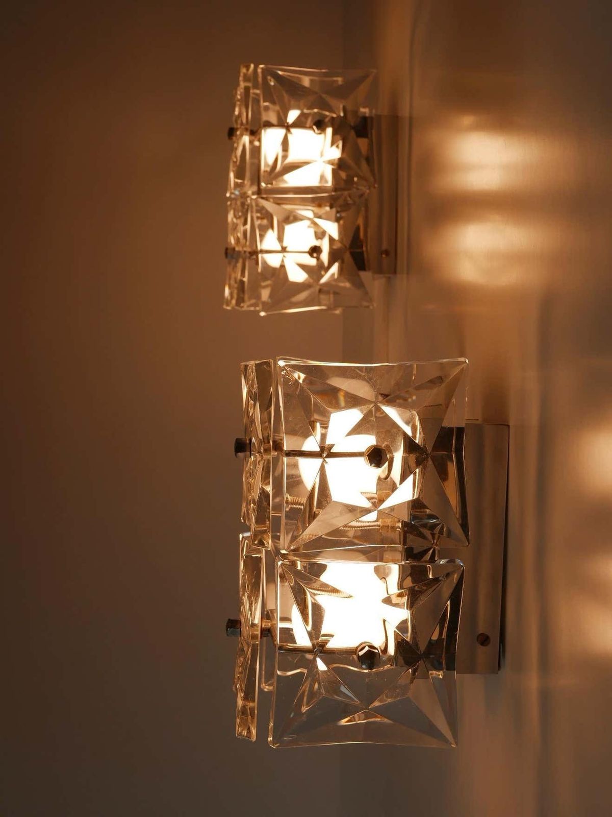 photo vinterior Set Of Two Mid Century Modern Kinkeldey Crystal Glass Sconces Or Wall Lamps