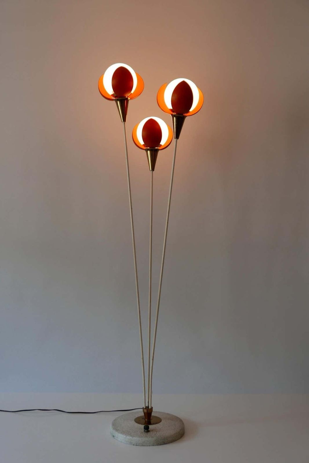 Lighting Amazing Mid Century Modern Three Flamed Floor Lamp Buds, 1950s, France photo