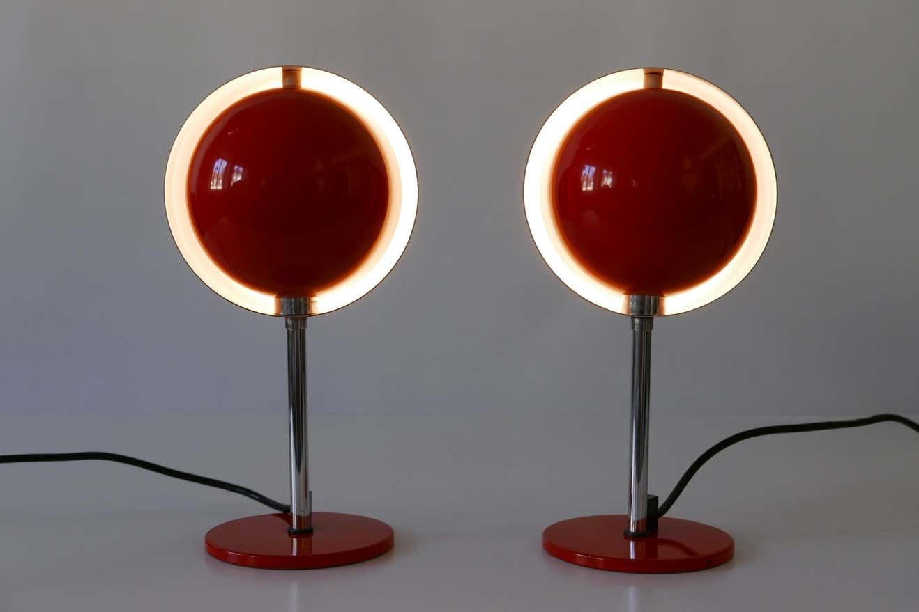 Set Of Two Mid Century Modern Moon Table Lamps By Hustadt Leuchten 1960s Germany photo vinterior