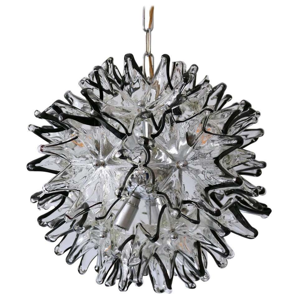Mid Century Modern 6 Flamed Chandelier Or Pendant Lamp Dandelion 1960s Italy