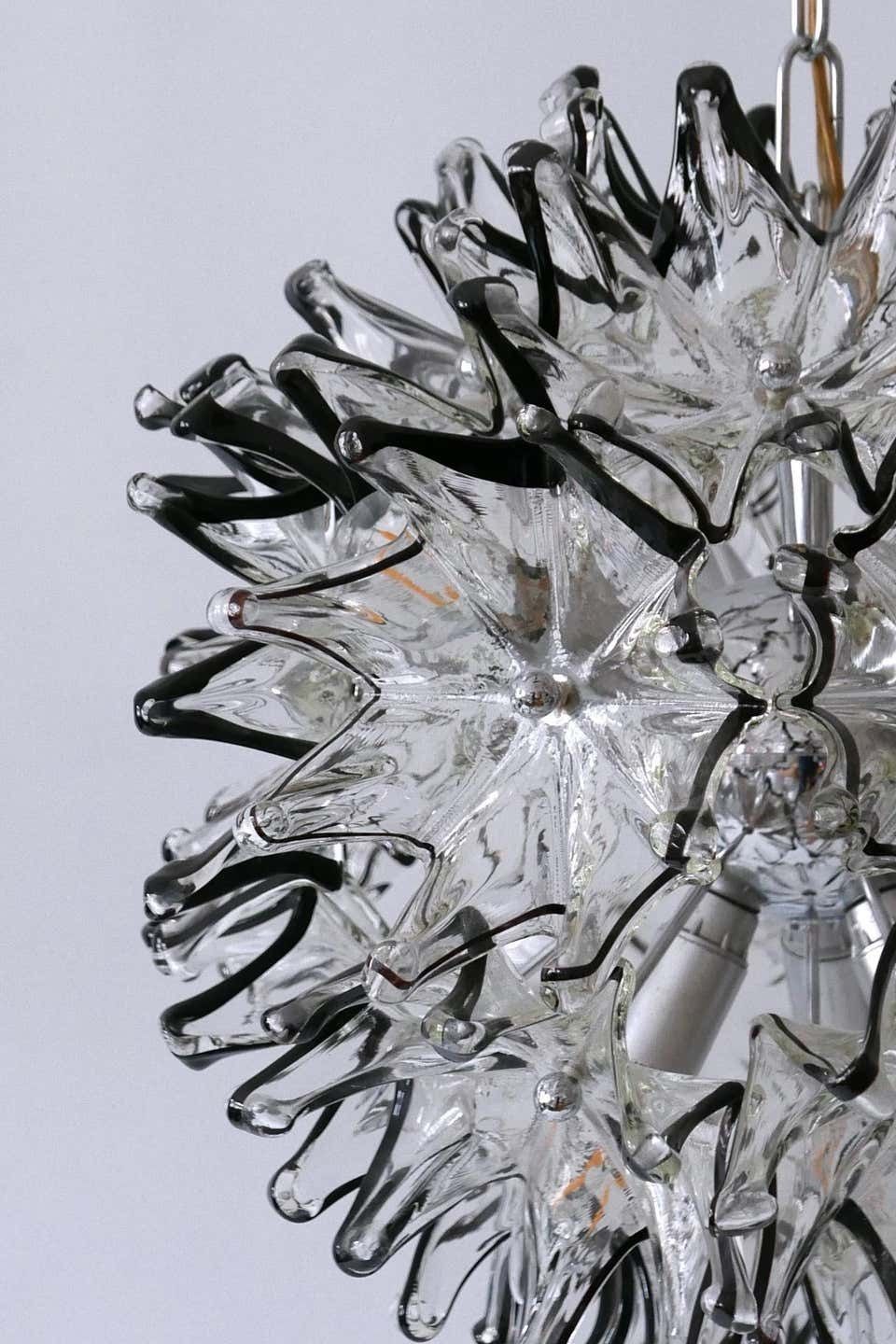 photo vintage Mid Century Modern 6 Flamed Chandelier Or Pendant Lamp Dandelion 1960s Italy