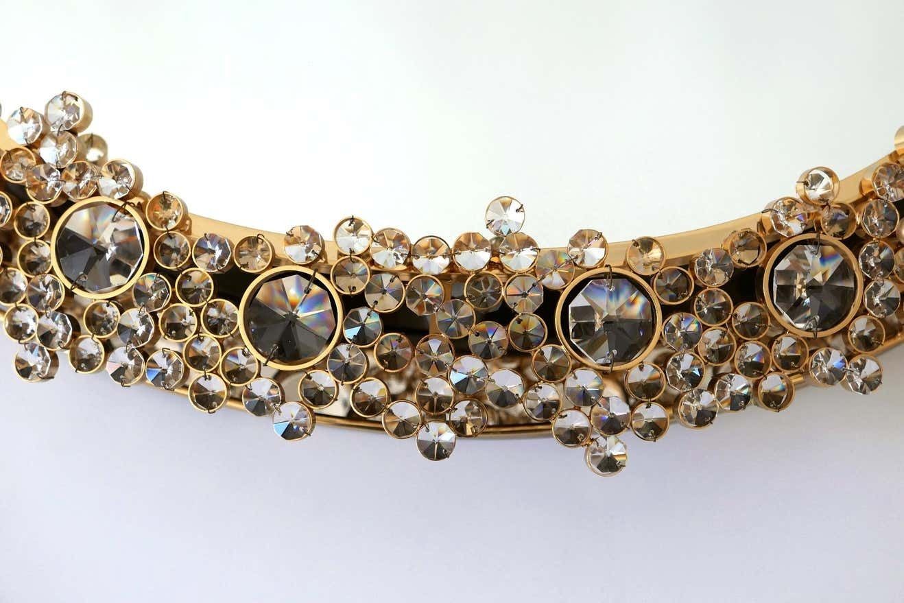 5899.0 Gorgeous Gilt Brass & Crystal Glass Backlit Wall Mirror By Palwa, Germany, 1970s photo