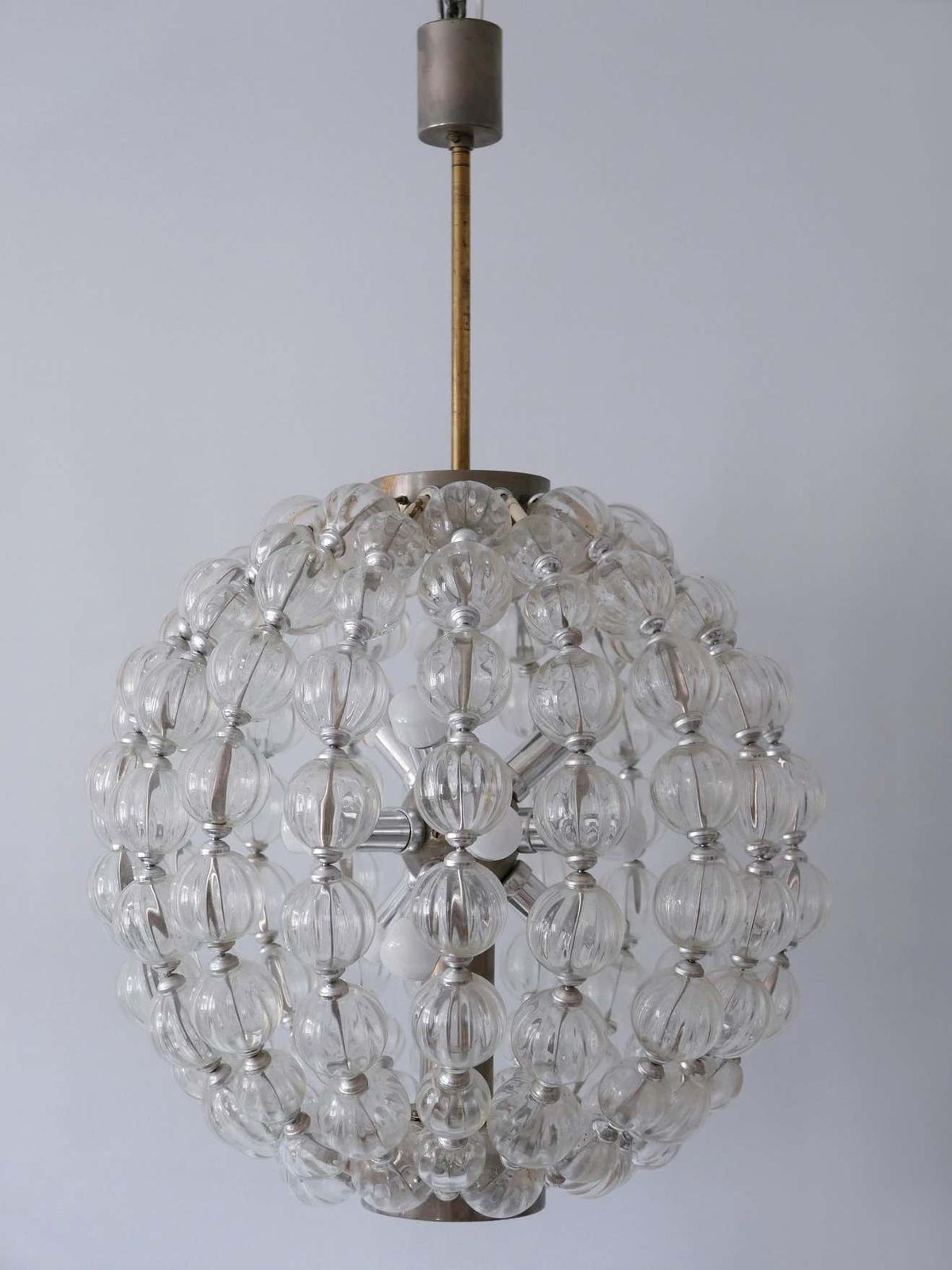 Huge Mid Century Modern 13 Flamed Glass Sputnik Chandelier Or Pendant Lamp 1960s photo Lighting