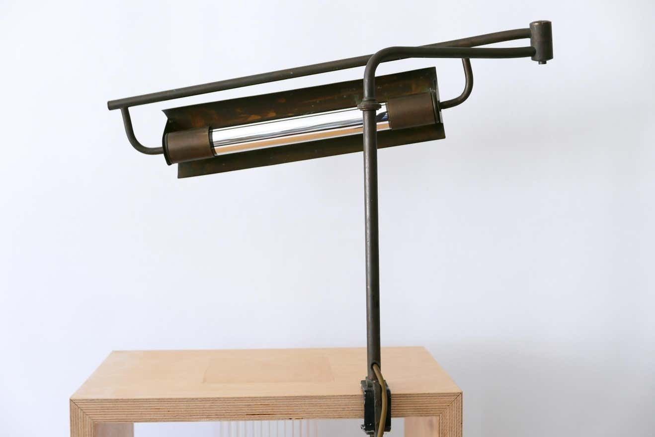 Exceptional Modernist Bauhaus Articulated Brass Clamp Table Lamp, Germany, 1930s photo 2904.0