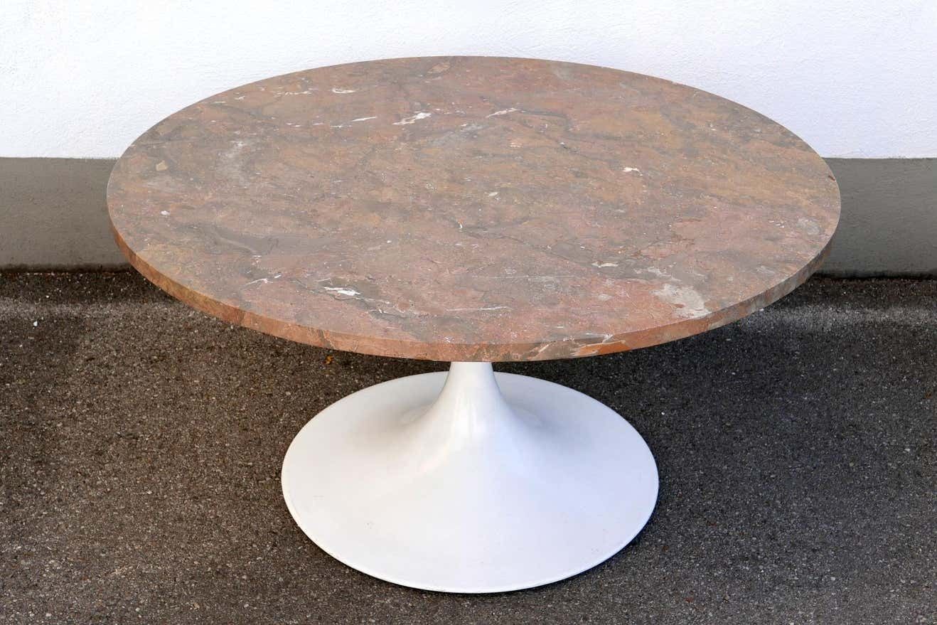 photo vinterior Rare Mid Century Modern Tulip Base Marble Coffee Table By Honsel, Germany, 1960s