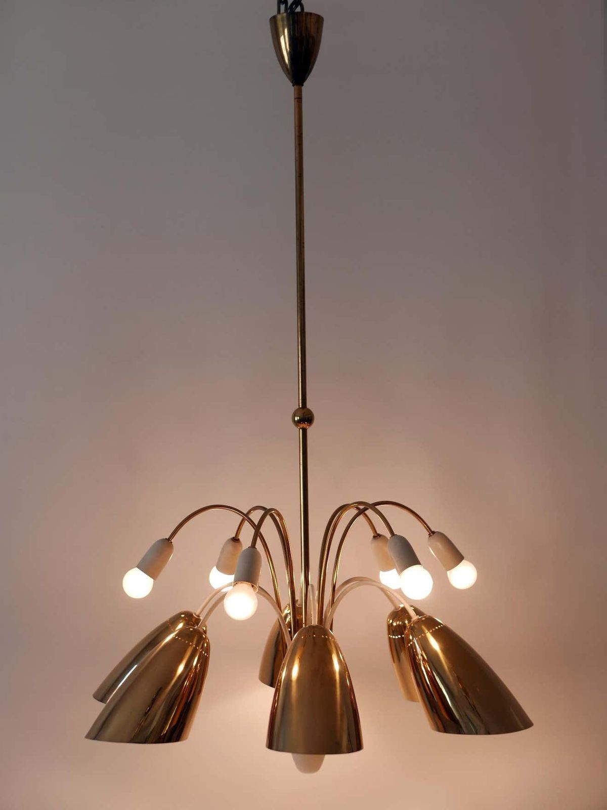 photo furniture Rare Large 12 Armed Sputnik Chandelier Or Pendant Lamp By Vereinigte Werkstätten