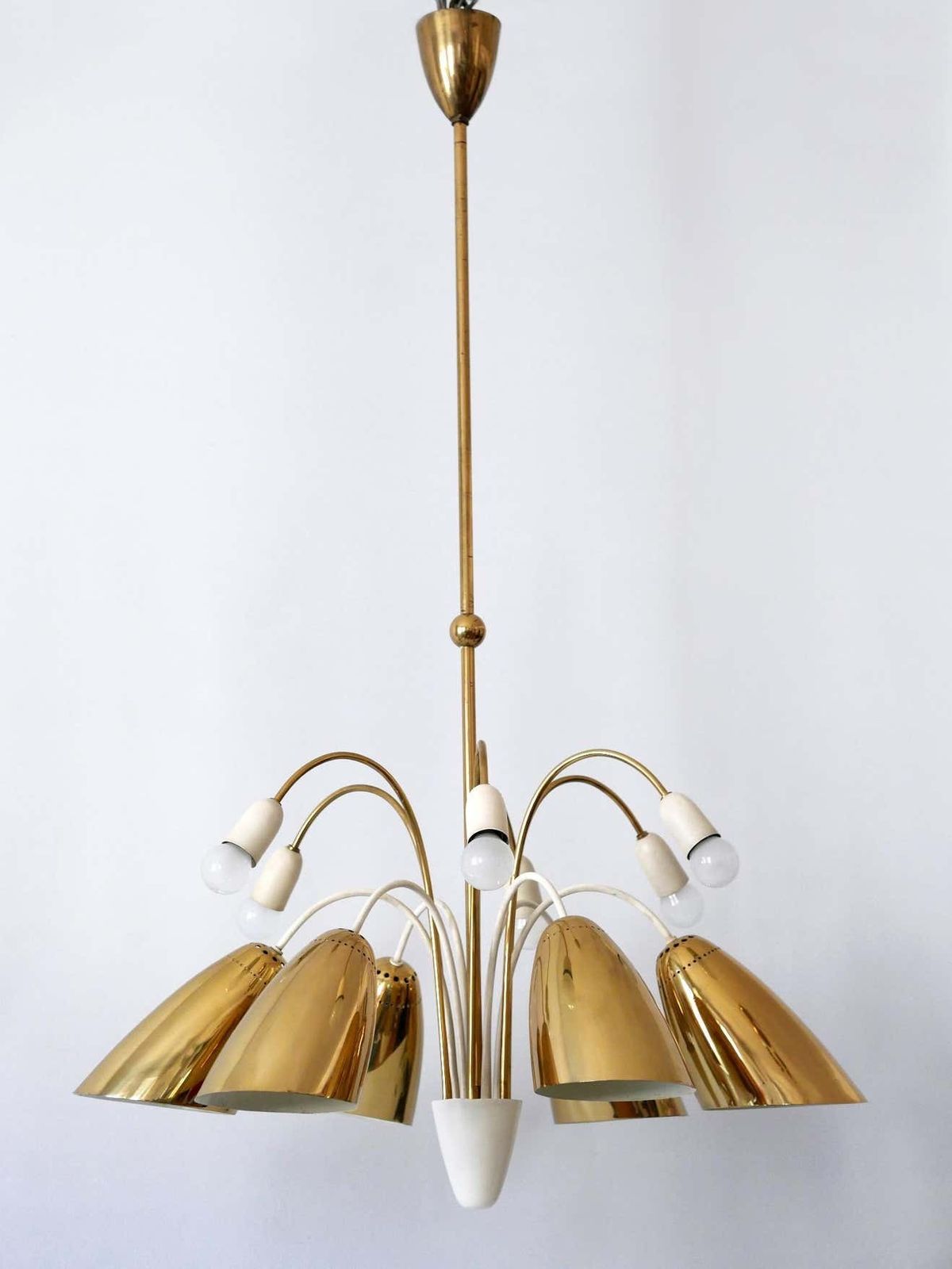 photo for sale Rare Large 12 Armed Sputnik Chandelier Or Pendant Lamp By Vereinigte Werkstätten