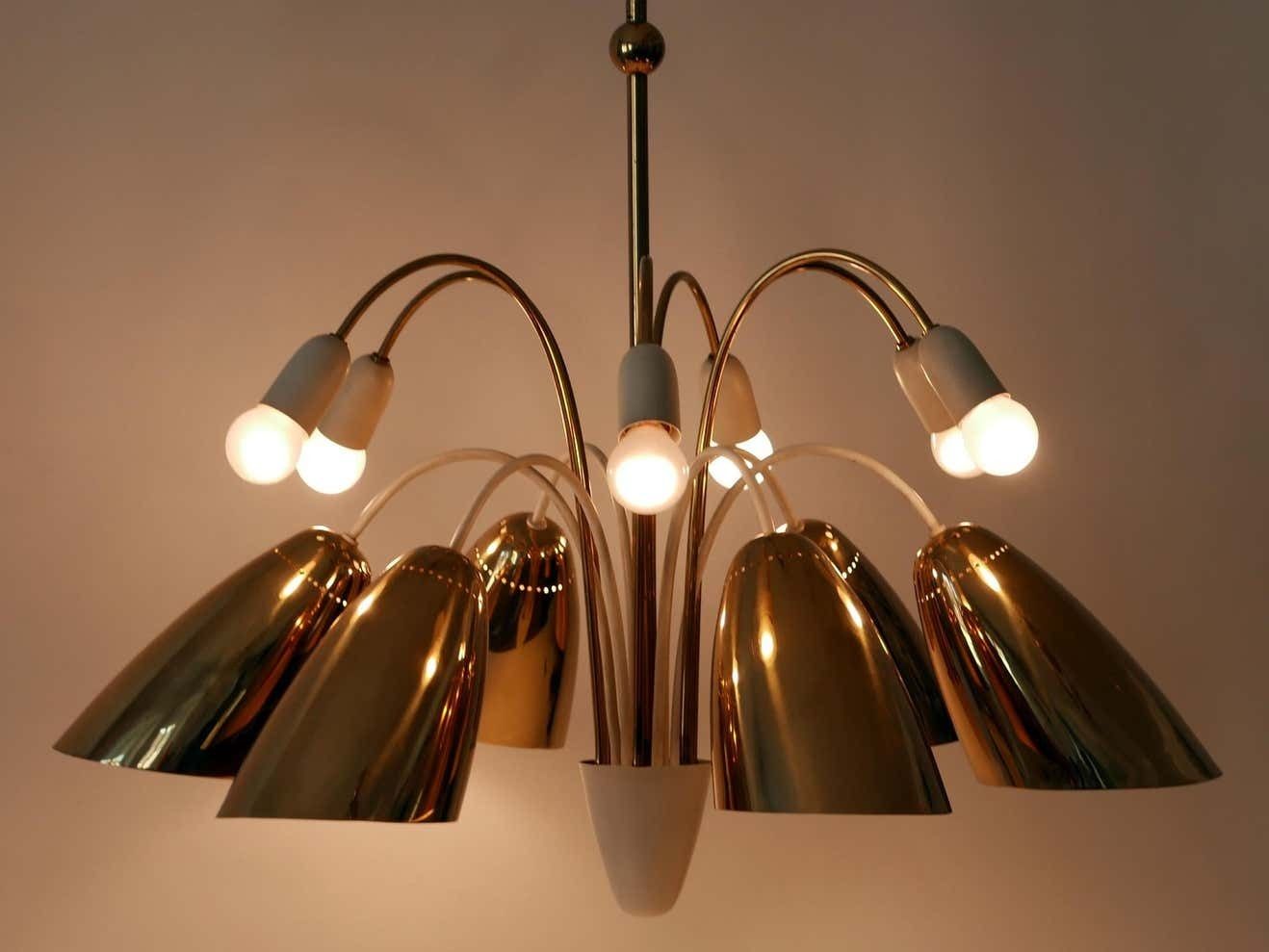 6807.0 Rare Large 12 Armed Sputnik Chandelier Or Pendant Lamp By Vereinigte Werkstätten photo