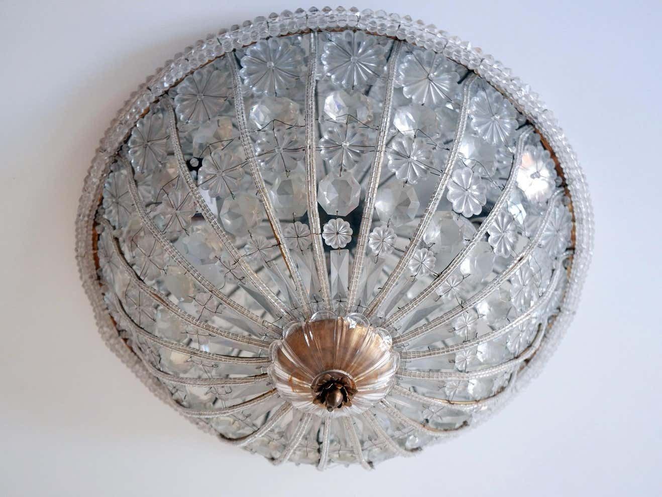 Large Mid Century Modern Crystal Glass Flush Mount Or Wall Lamp Germany, 1950s photo for sale