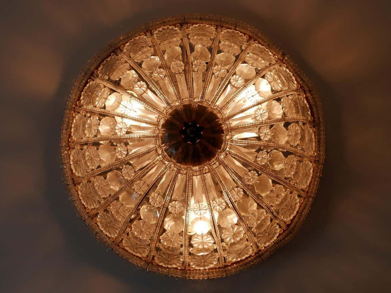 photo furniture Large Mid Century Modern Crystal Glass Flush Mount Or Wall Lamp Germany, 1950s