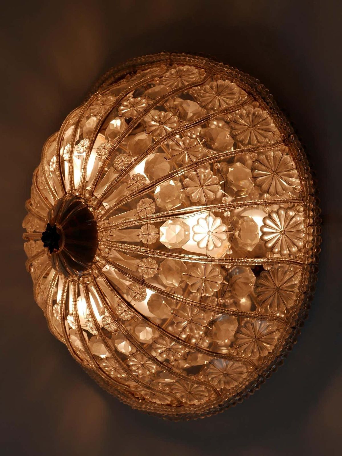 Lighting Large Mid Century Modern Crystal Glass Flush Mount Or Wall Lamp Germany, 1950s photo