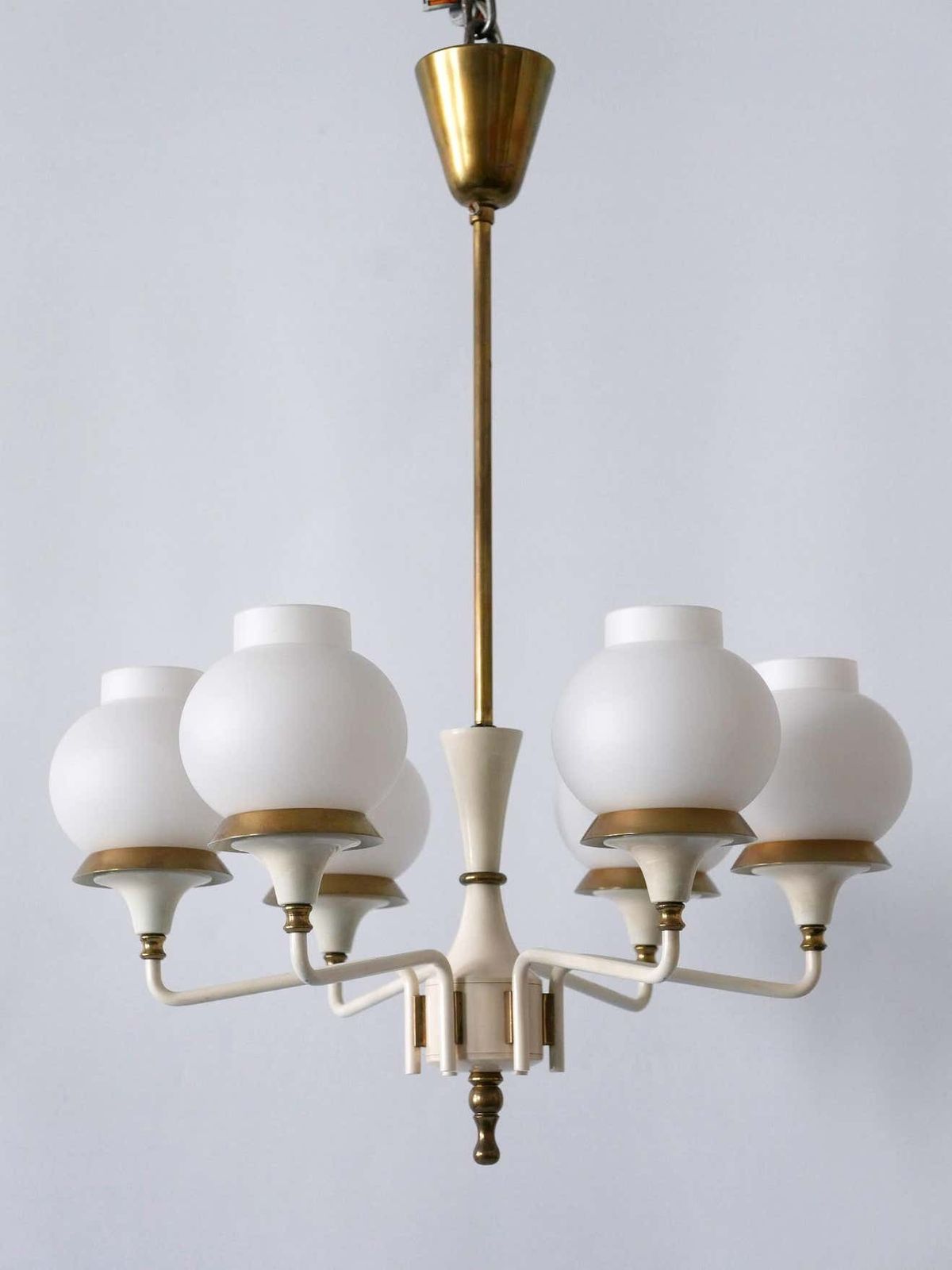 Mid Century Modern Six Armed Tulipan Pendant Lamp Or Chandelier By Kaiser 1950s photo 2042.0