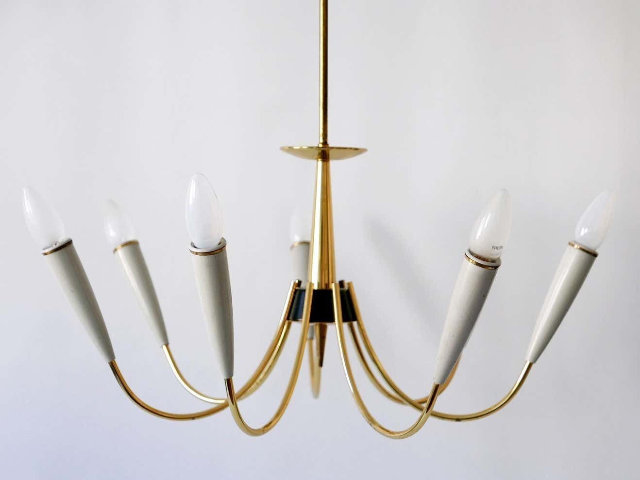 Mid Century Modern Seven Flamed Sputnik Pendant Lamp Or Chandelier Germany 1950s photo for sale