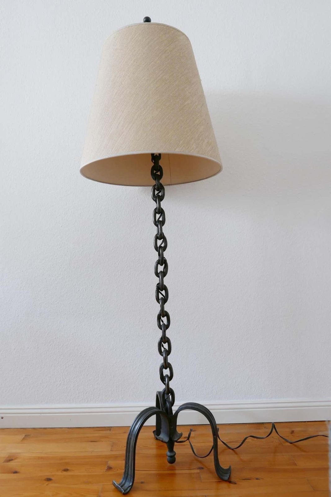 Lighting Mid Century Modern Franz West Style Wrought Iron Chain Floor Lamp 1960s, Germany photo