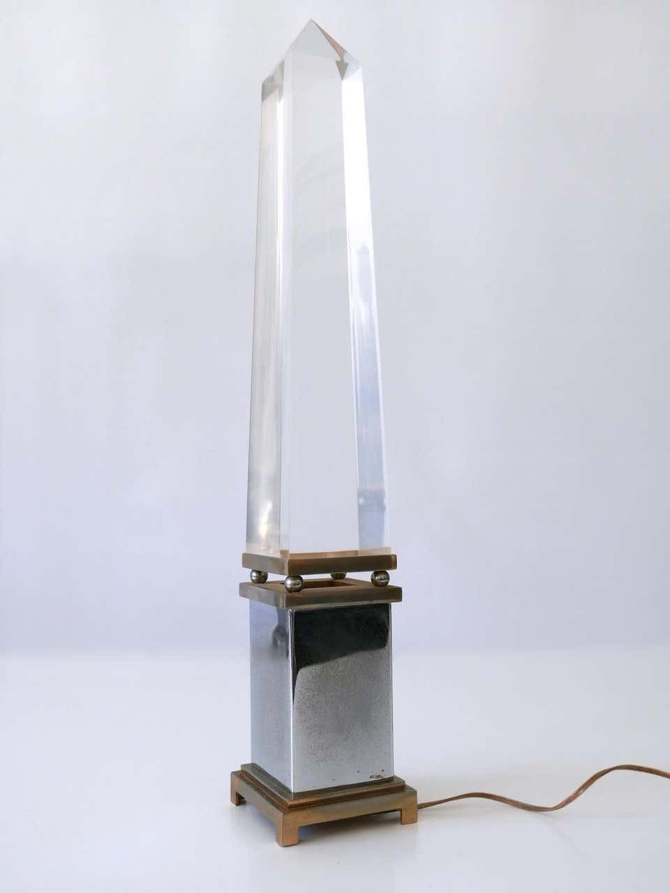 Set Of Two Lucite Obelisk Table Lamps By Sandro Petti For Maison Jansen France photo vinterior