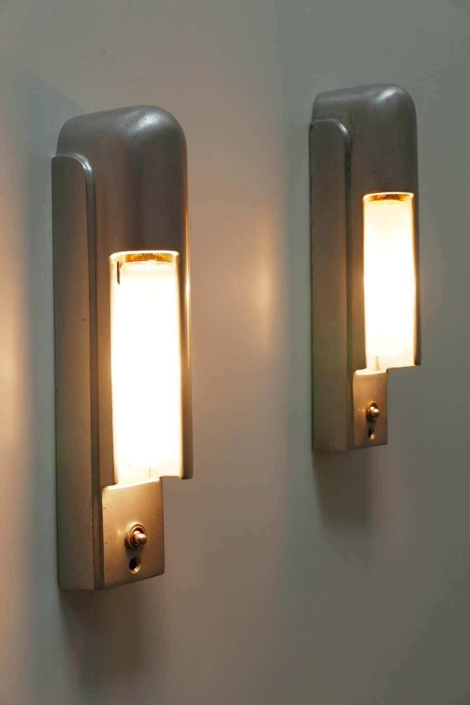 Rare Set Of Two Streamline Cruise Ship Cabin Sconces By The Simes Co Ny, 1930s photo furniture