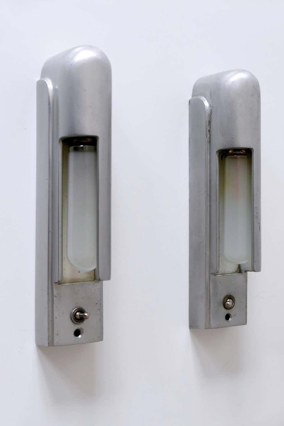 Rare Set Of Two Streamline Cruise Ship Cabin Sconces By The Simes Co Ny, 1930s photo buy