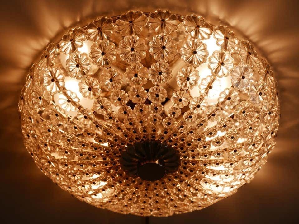 Lovely Mid Century Modern Glass Flower Flush Mount Or Sconce By H. Richter 1950s photo Lighting
