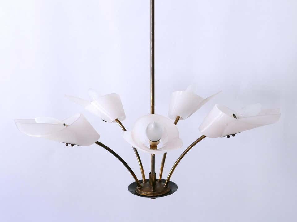 Lovely Mid Century Modern Fived Armed Chandelier Or Pendant Lamp Germany 1950s photo for sale