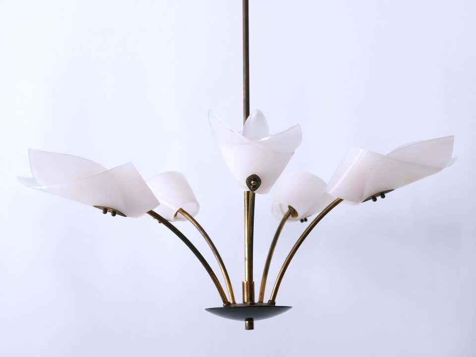 Lovely Mid Century Modern Fived Armed Chandelier Or Pendant Lamp Germany 1950s photo buy
