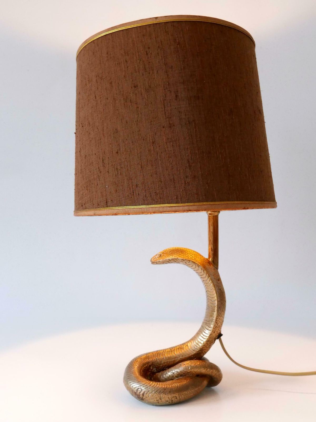 Exceptional Mid Century Modern Cobra Table Lamp By Maison Jansen France 1970s photo vintage