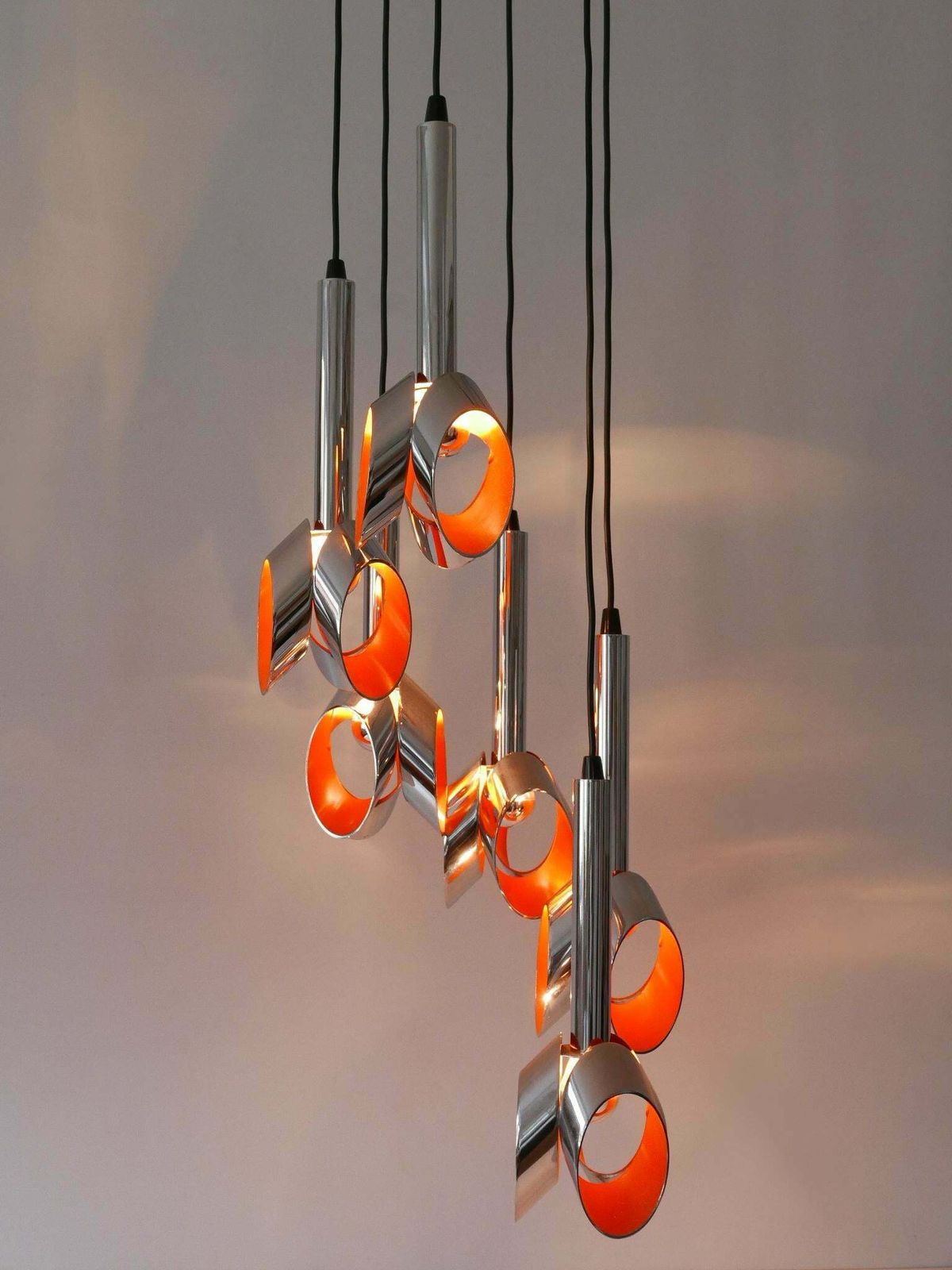 Exceptional Mid Century Modern Six Armed Tulip Chandelier Or Pendant Lamp 1970s photo Lighting