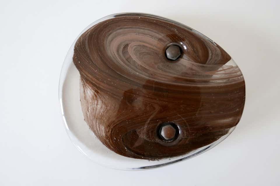 Exceptional Mid Century Modern Push & Pull Marbled Glass Door Handle Italy 1960s photo vinterior