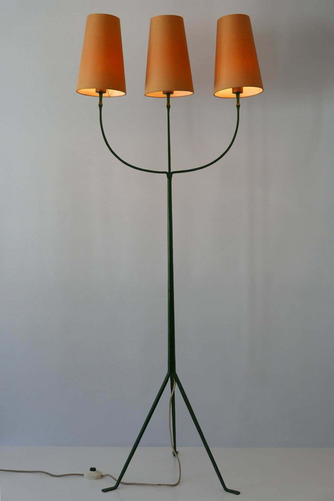 Exceptional Mid Century Modern Three Flamed Floor Lamp 1950s photo furniture