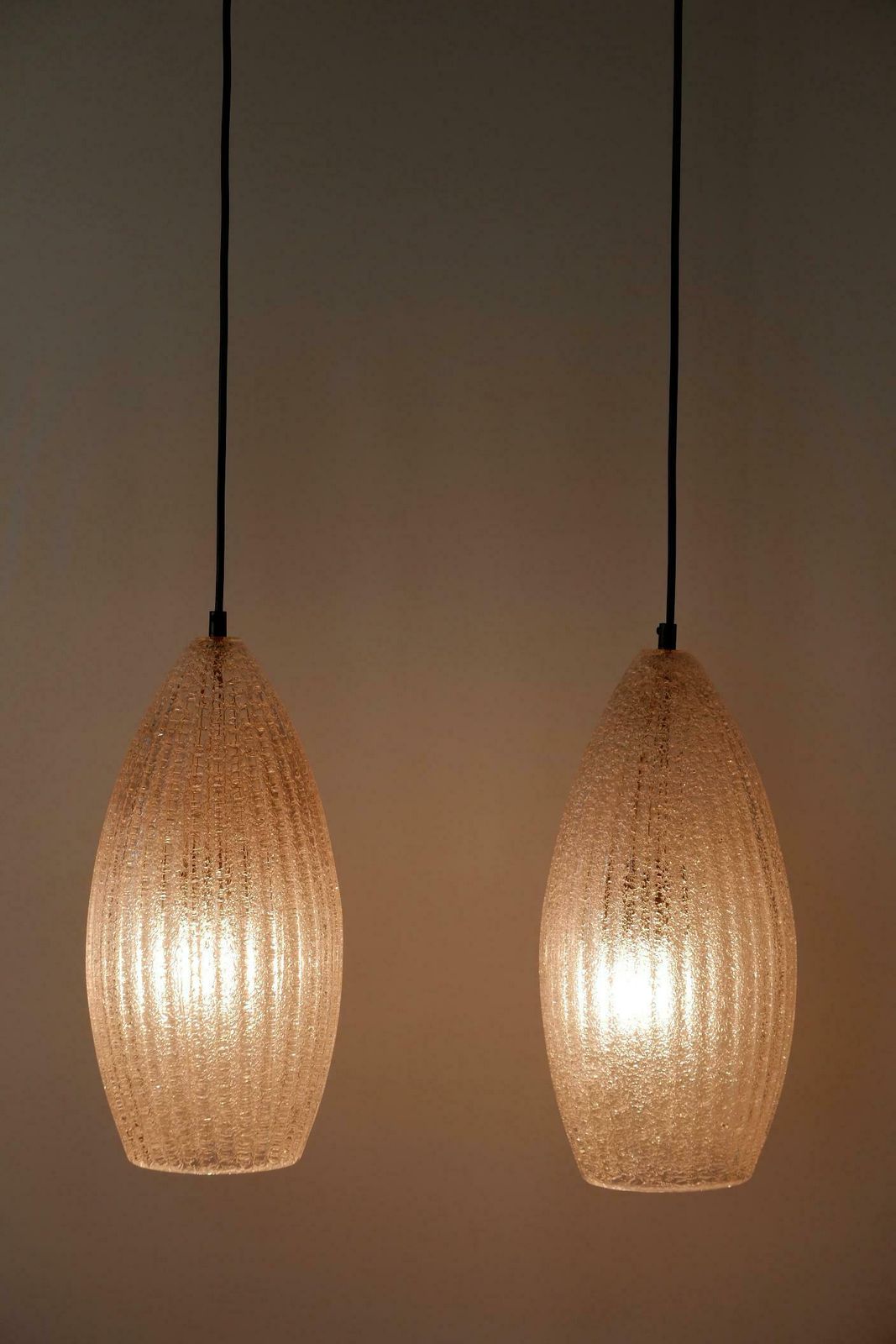 photo buy Set Of Two Mid Century Modern Textured Glass Pendant Lamps 1960s Germany