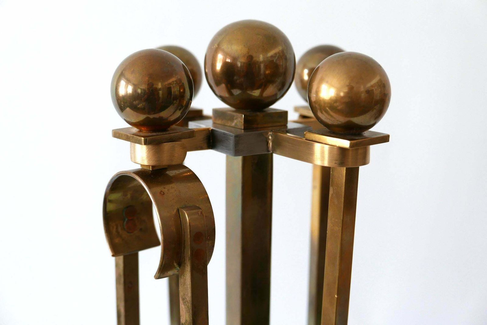 Exceptional Mid Century Modern Brass And Steel Fireplace Tools 1970s photo Home Fixtures