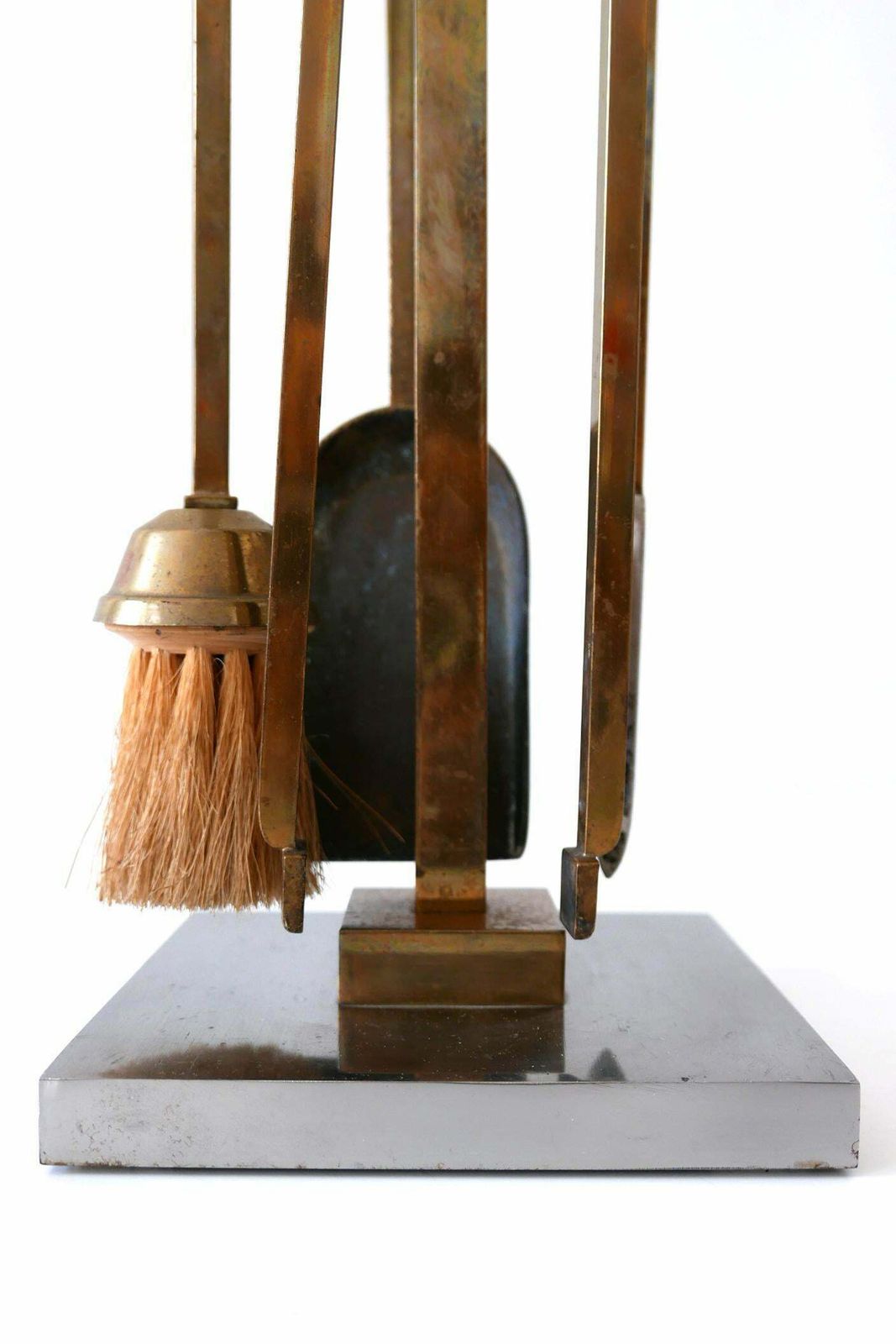 Exceptional Mid Century Modern Brass And Steel Fireplace Tools 1970s photo 5900.0
