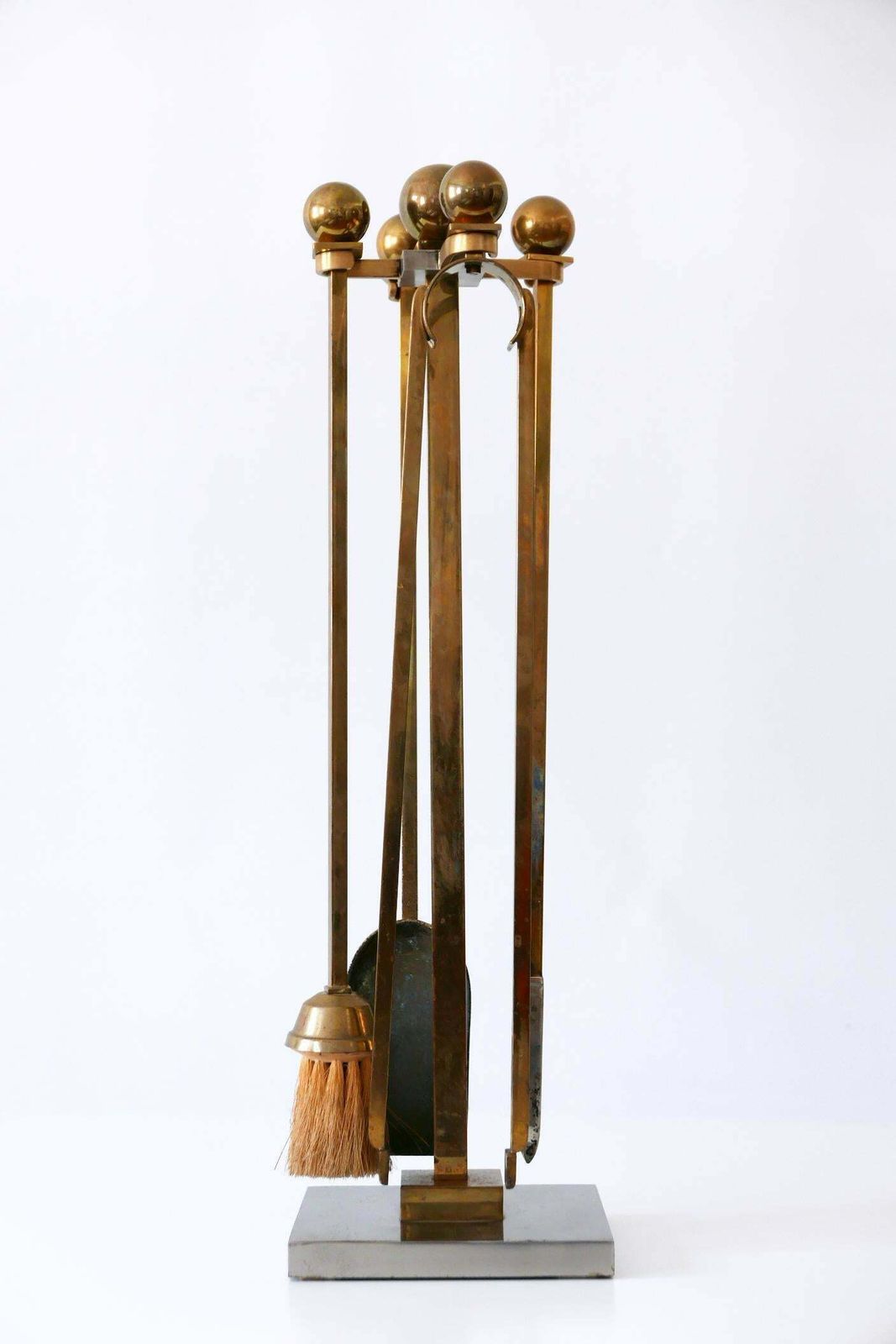 Home Fixtures Exceptional Mid Century Modern Brass And Steel Fireplace Tools 1970s photo
