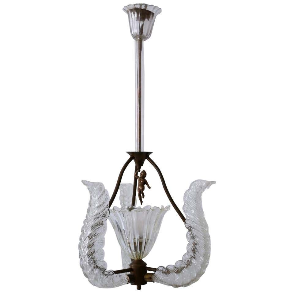 Rare Mid Century Modern Chandelier Or Pendant Lamp ''Putti'' By Barovier & Toso