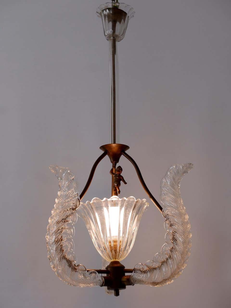Rare Mid Century Modern Chandelier Or Pendant Lamp ''Putti'' By Barovier & Toso photo for sale