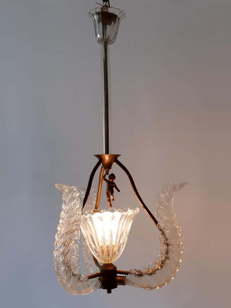 Rare Mid Century Modern Chandelier Or Pendant Lamp ''Putti'' By Barovier & Toso photo buy