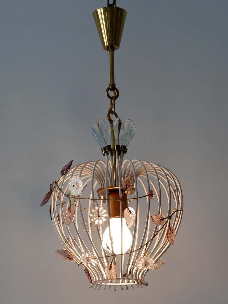 photo vinterior Lovely Mid Century Modern Birdcage Pendant Lamp Or Chandelier Germany 1950s