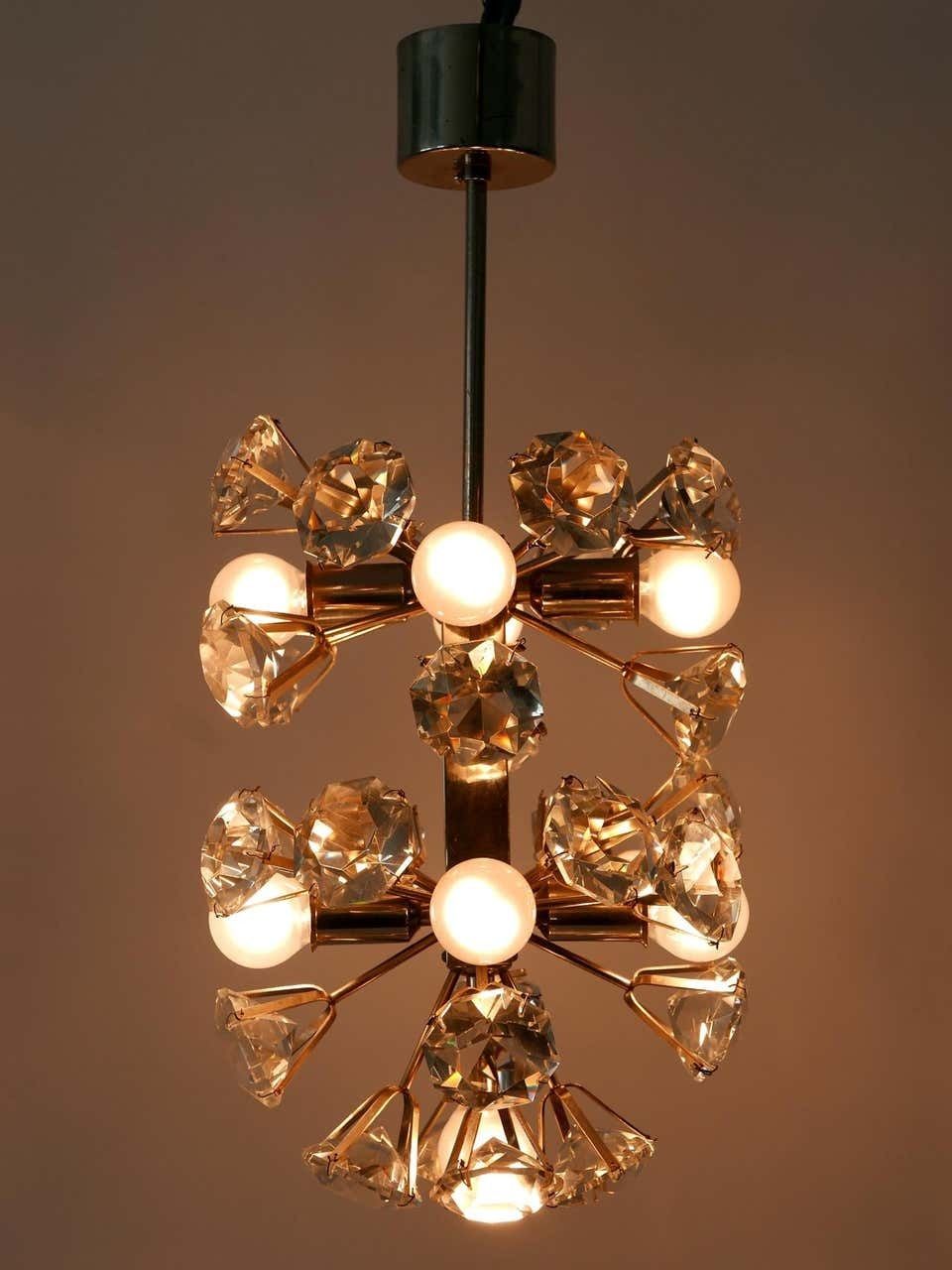 Exceptional Diamond Shaped Large Crystal Glass Chandelier By Bakalowits & Sons photo furniture