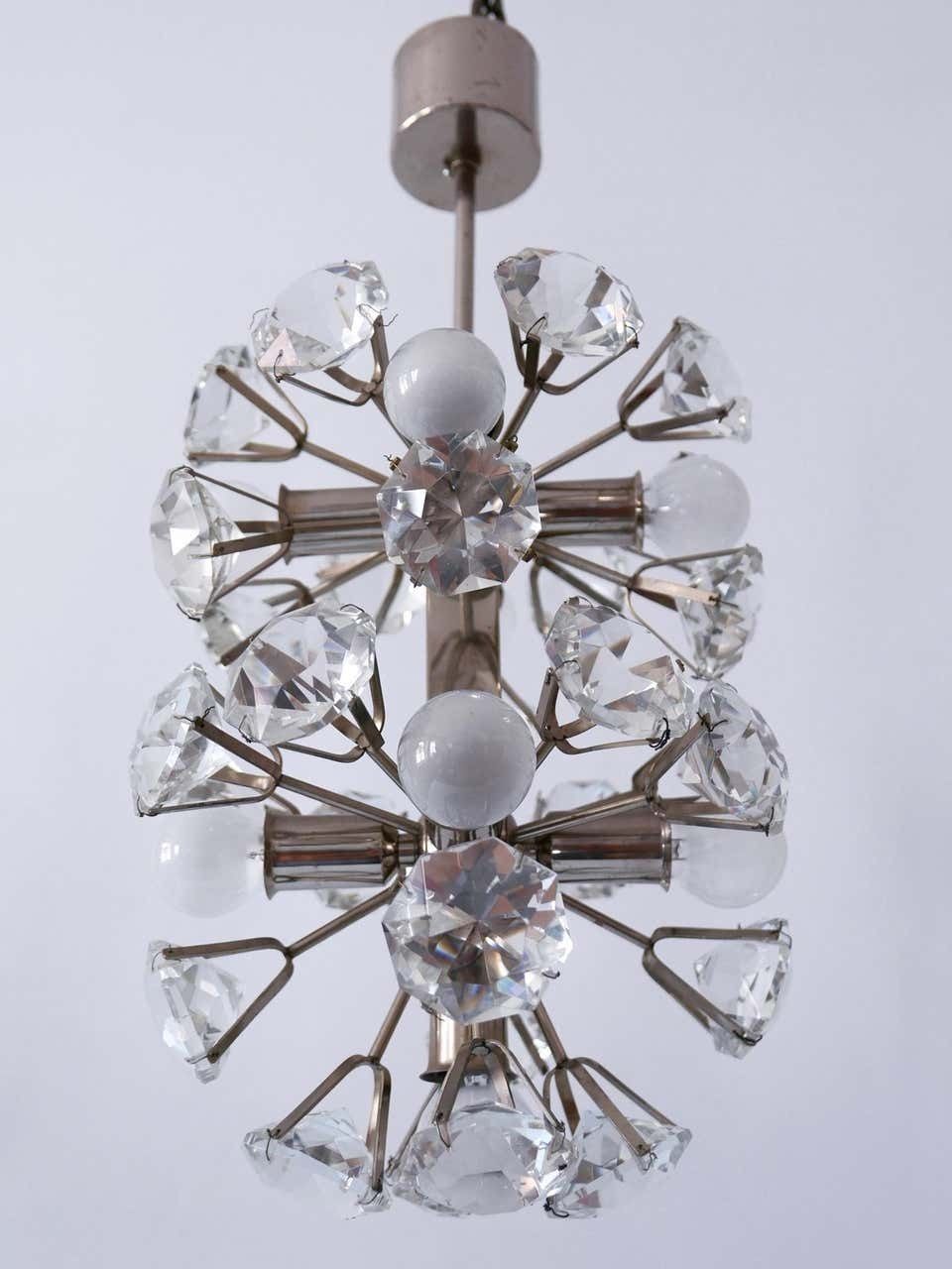 Lighting Exceptional Diamond Shaped Large Crystal Glass Chandelier By Bakalowits & Sons photo