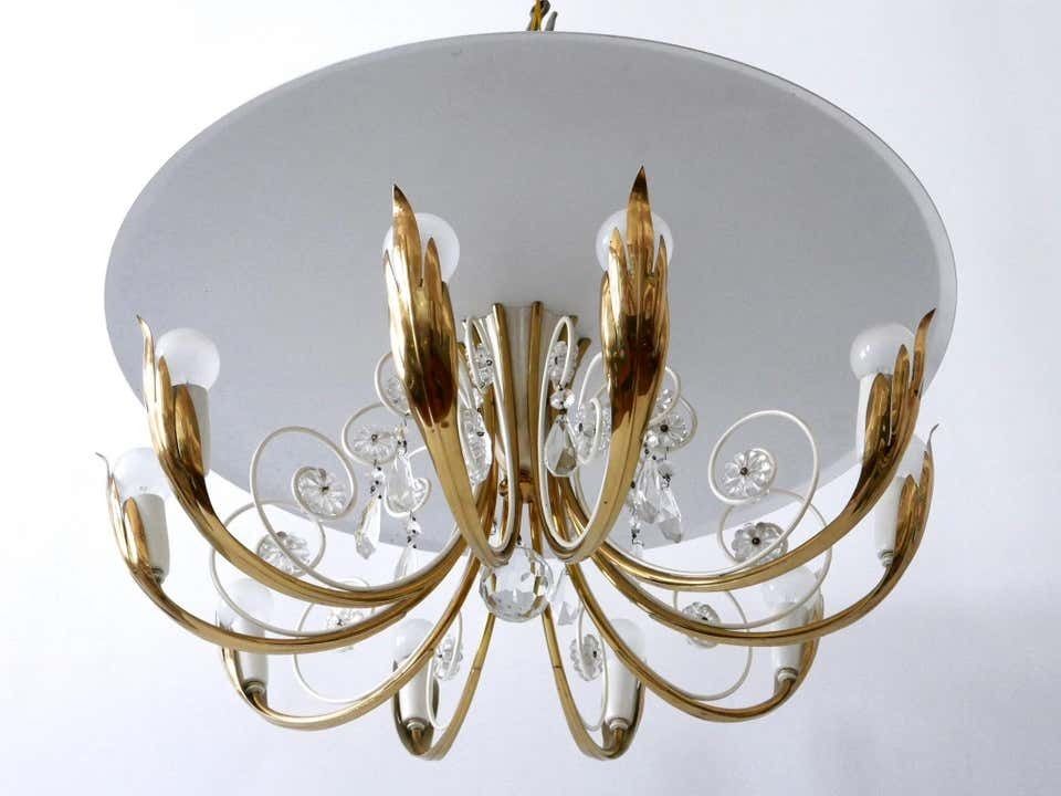 Elegant 10 Flamed Chandelier Or Ceiling Lamp By Vereinigte Werkstätten 1950s photo buy
