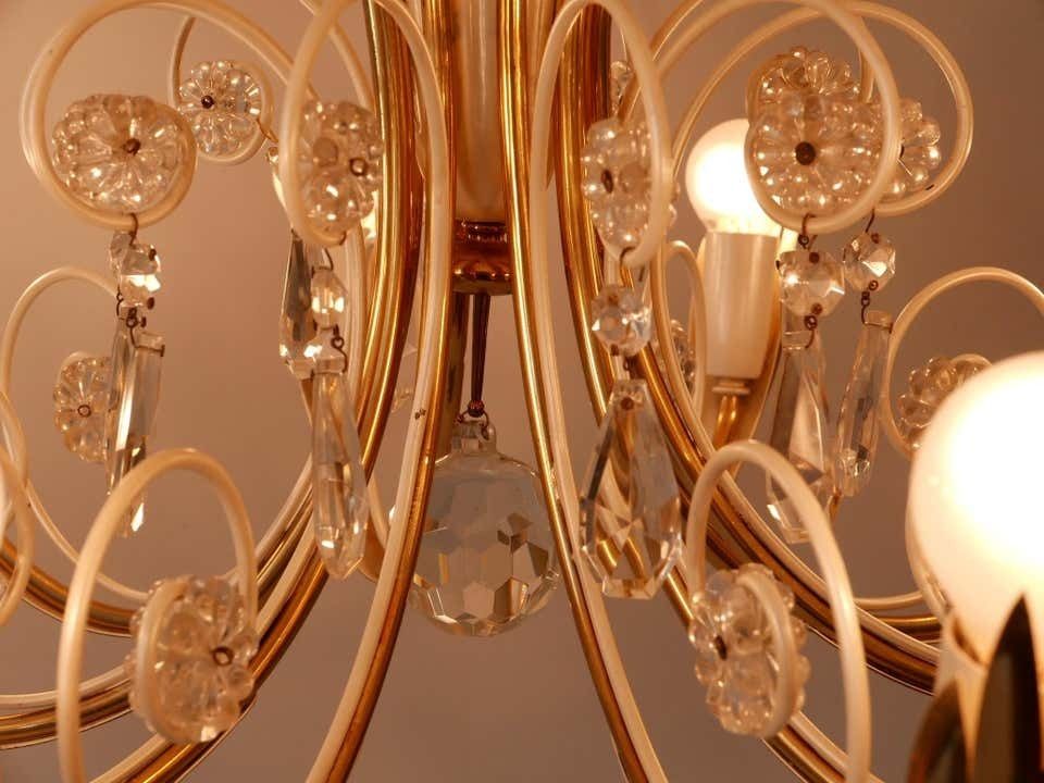 photo vinterior Elegant 10 Flamed Chandelier Or Ceiling Lamp By Vereinigte Werkstätten 1950s