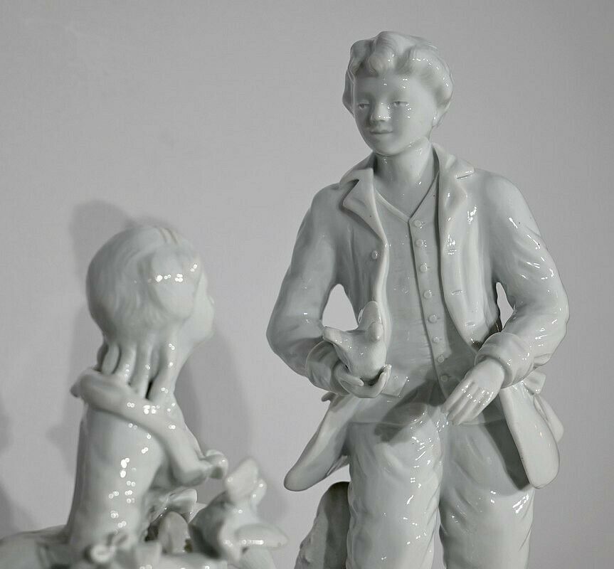 Earthenware "Couple Of Gallants", After F.Boucher, Sèvres   Late 19th Century photo vinterior