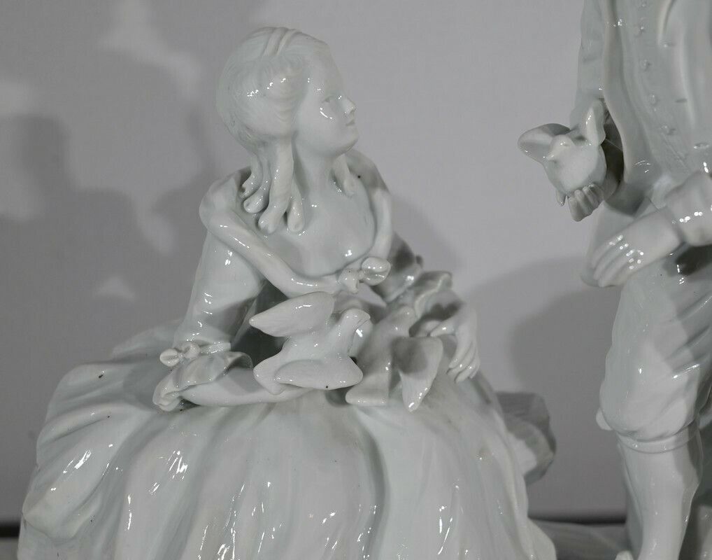 photo furniture Earthenware "Couple Of Gallants", After F.Boucher, Sèvres   Late 19th Century