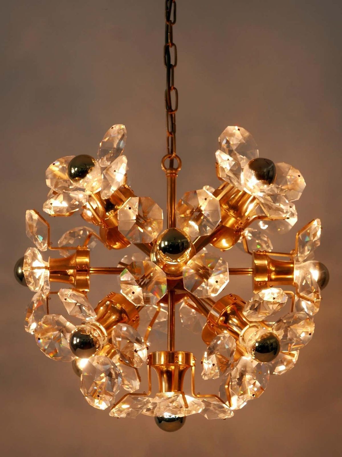 Gorgeous Mid Century Sputnik Chandelier Or Pendant Lamp Dandelion By Palwa 1960s photo vinterior