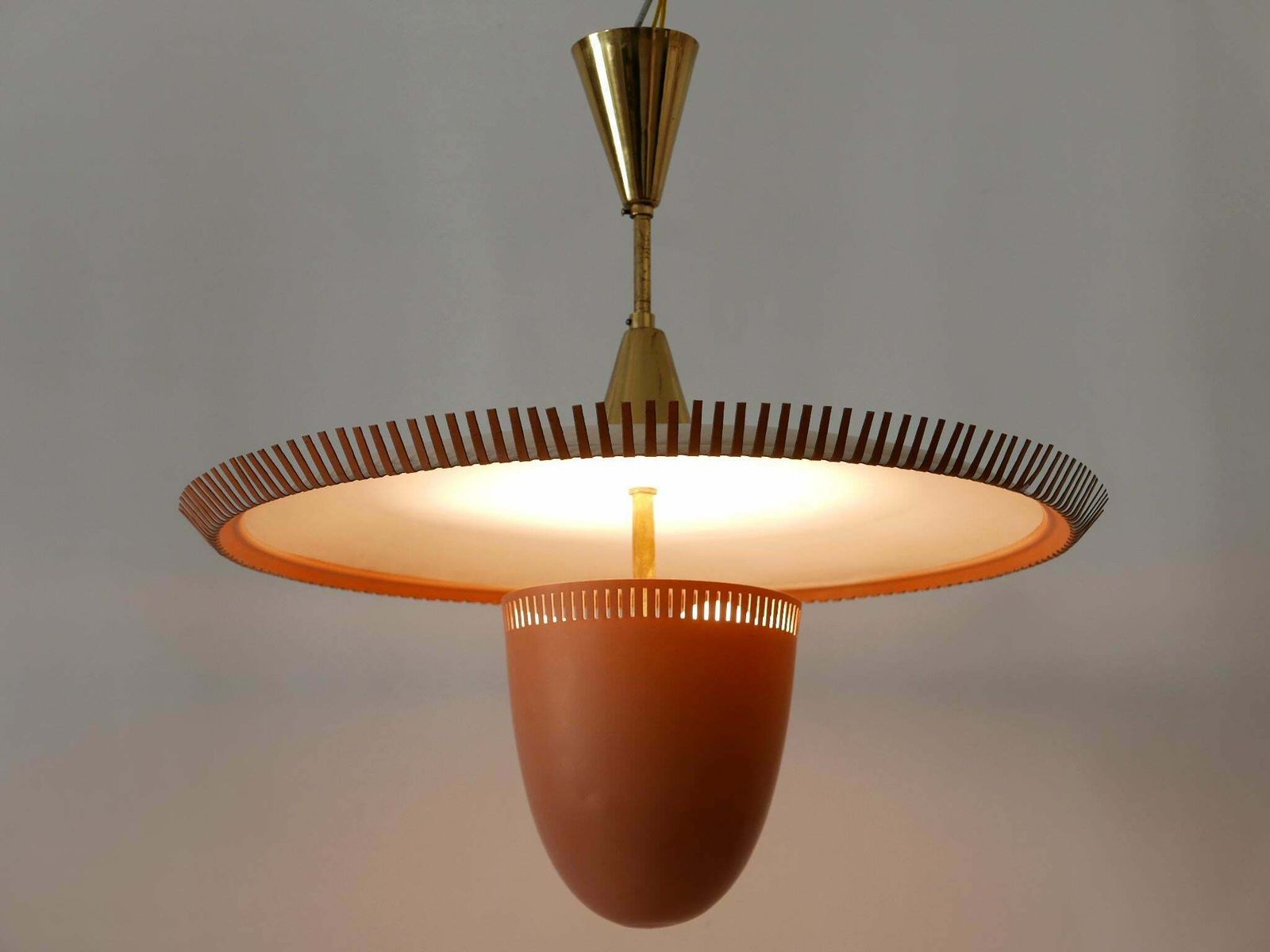 Exceptional & Lovely Mid Century Modern Pendant Lamp Or Chandelier Germany 1950s photo furniture