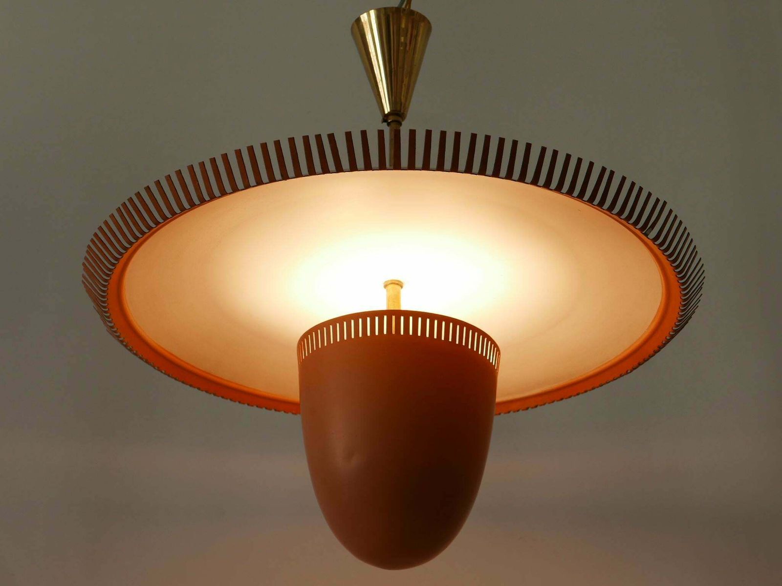 Exceptional & Lovely Mid Century Modern Pendant Lamp Or Chandelier Germany 1950s photo vintage