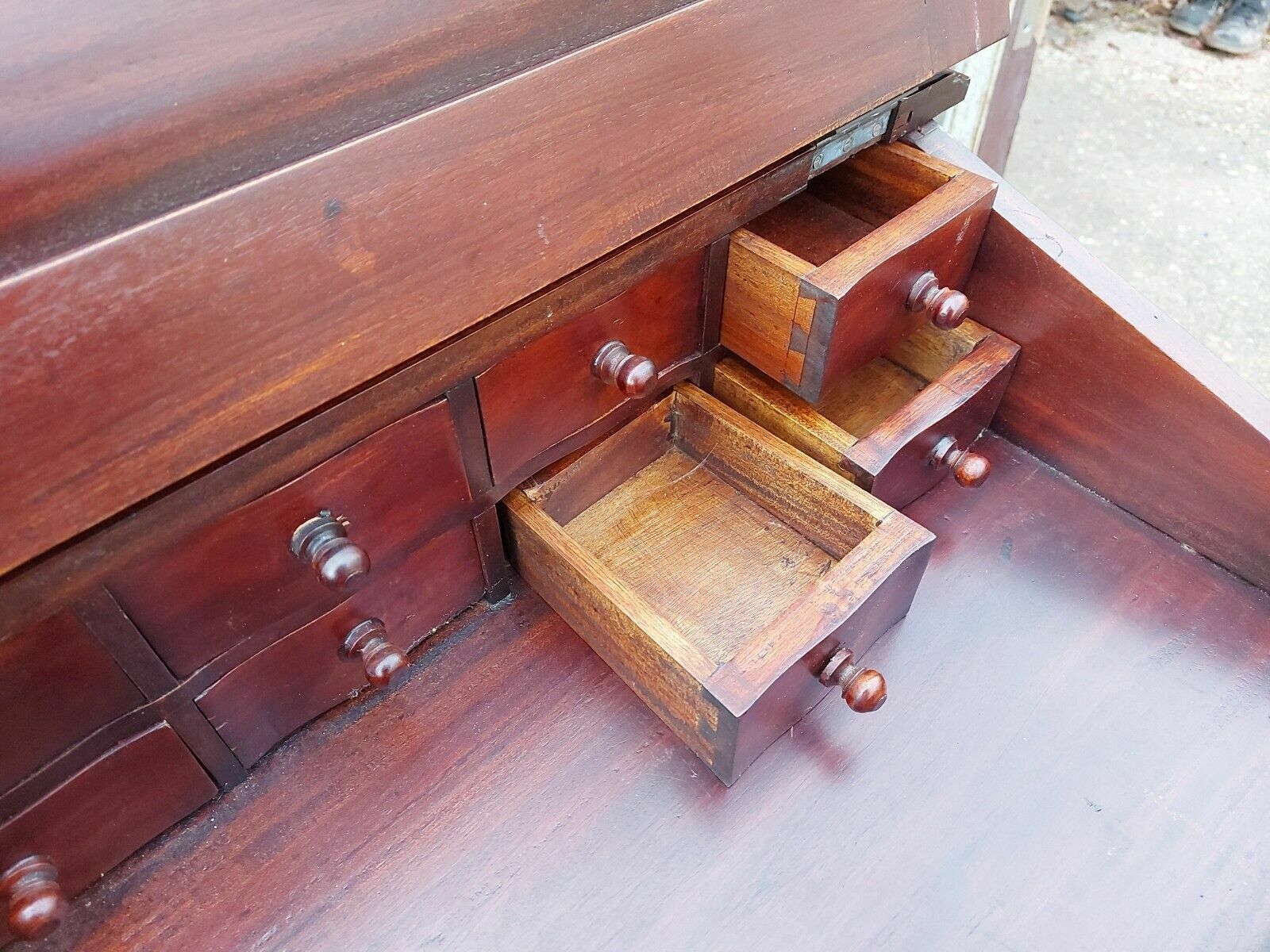 photo furniture Mahogany Davenport Solid Wood Reproduction Desk With 8 Drawers