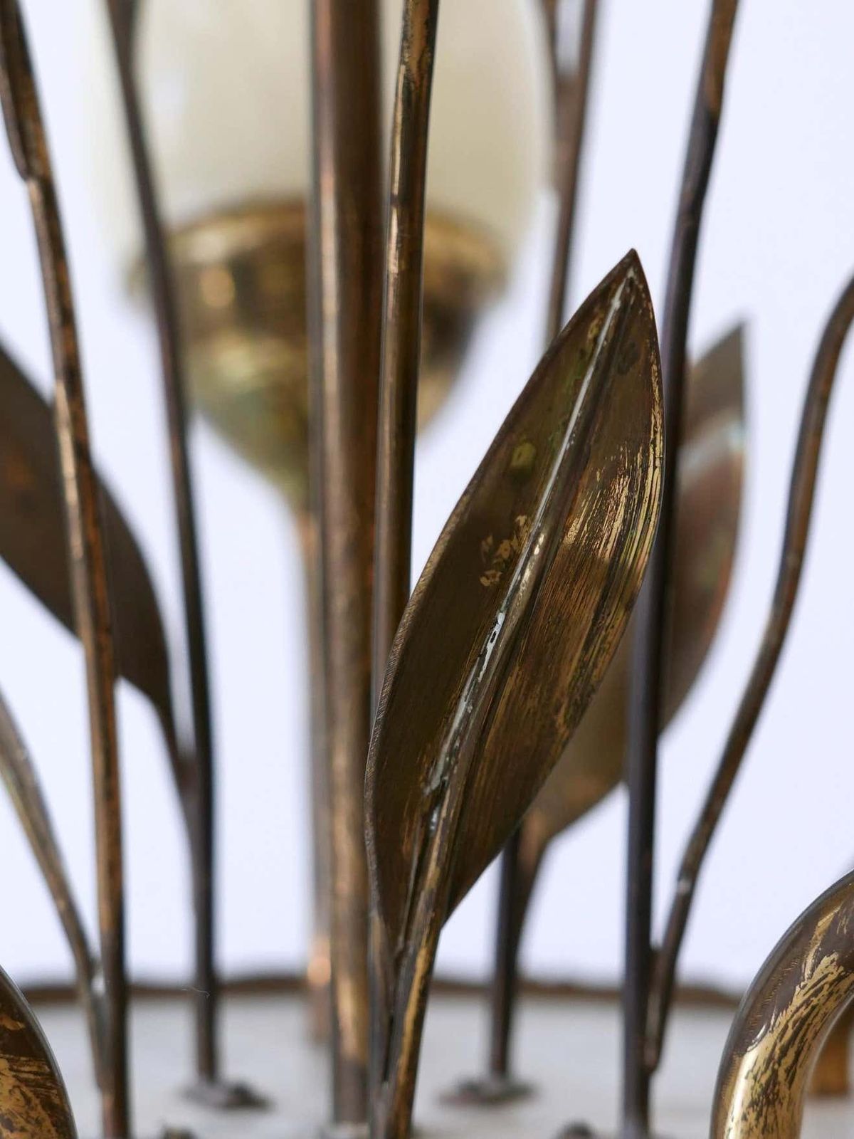 photo buy Exceptional Scandinavian Brass & Opal Glass Chandelier Or Ceiling Lamp, 1950s