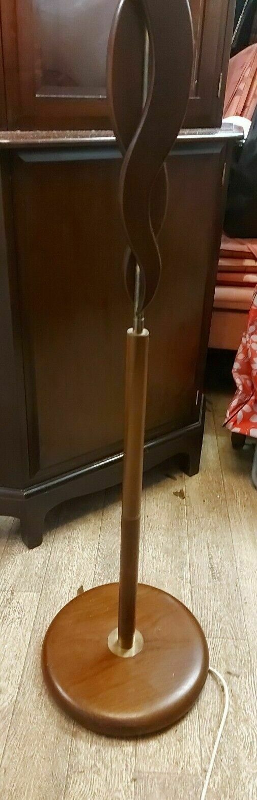Lighting Vintage/Retro/Mid Century Vintage Teak And Brass Standard Floor Lamp With Shade photo
