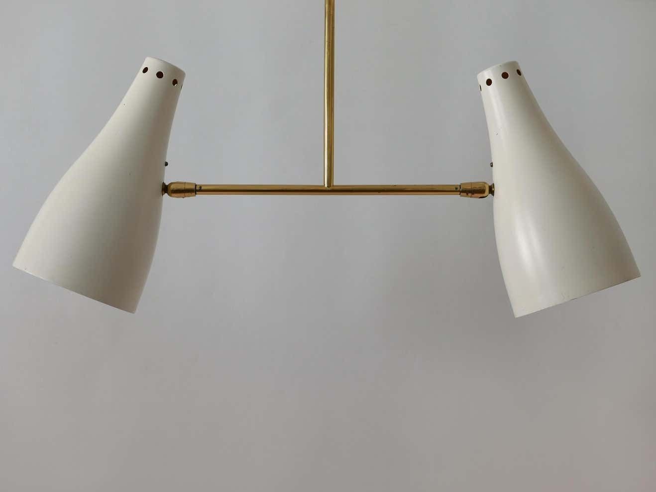 Rare Articulated Mid Century Modern Two Armed Sputnik Pendant Lamp Austria 1950s photo Lighting